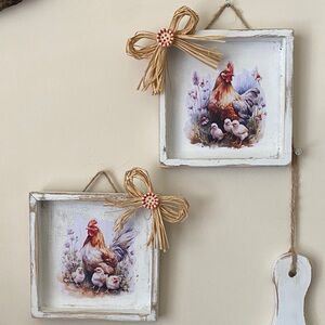 Rustic Farmhouse Chicken Wall Art Set